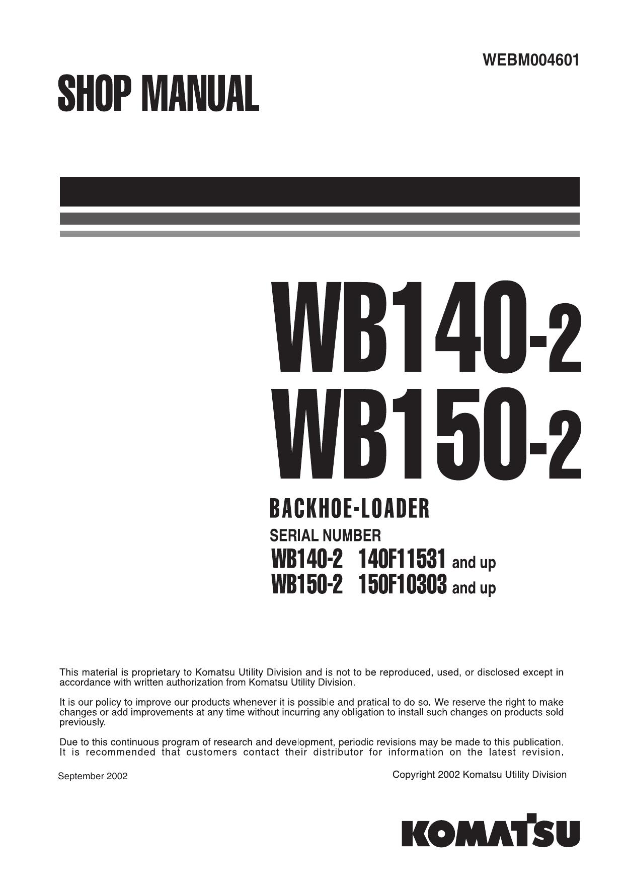 WB140-2 WB150-2 Shop Manual